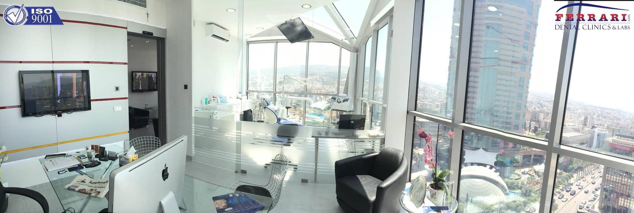 Ferrari Dental Clinic interior — ISO 9001 certified, panoramic view of Beirut, Smile Infinity® Lebanon